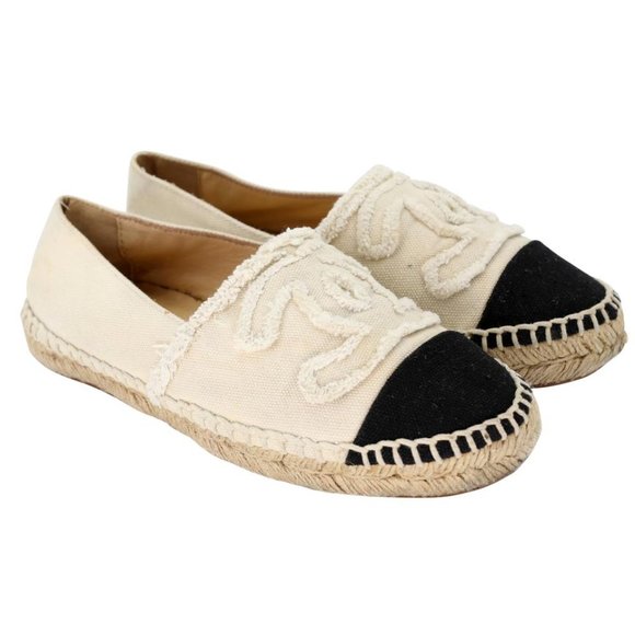 Chanel Espadrille 37 Raw Canvas Woven Flats CC-S0207P-C040 - Picture 5 of 11